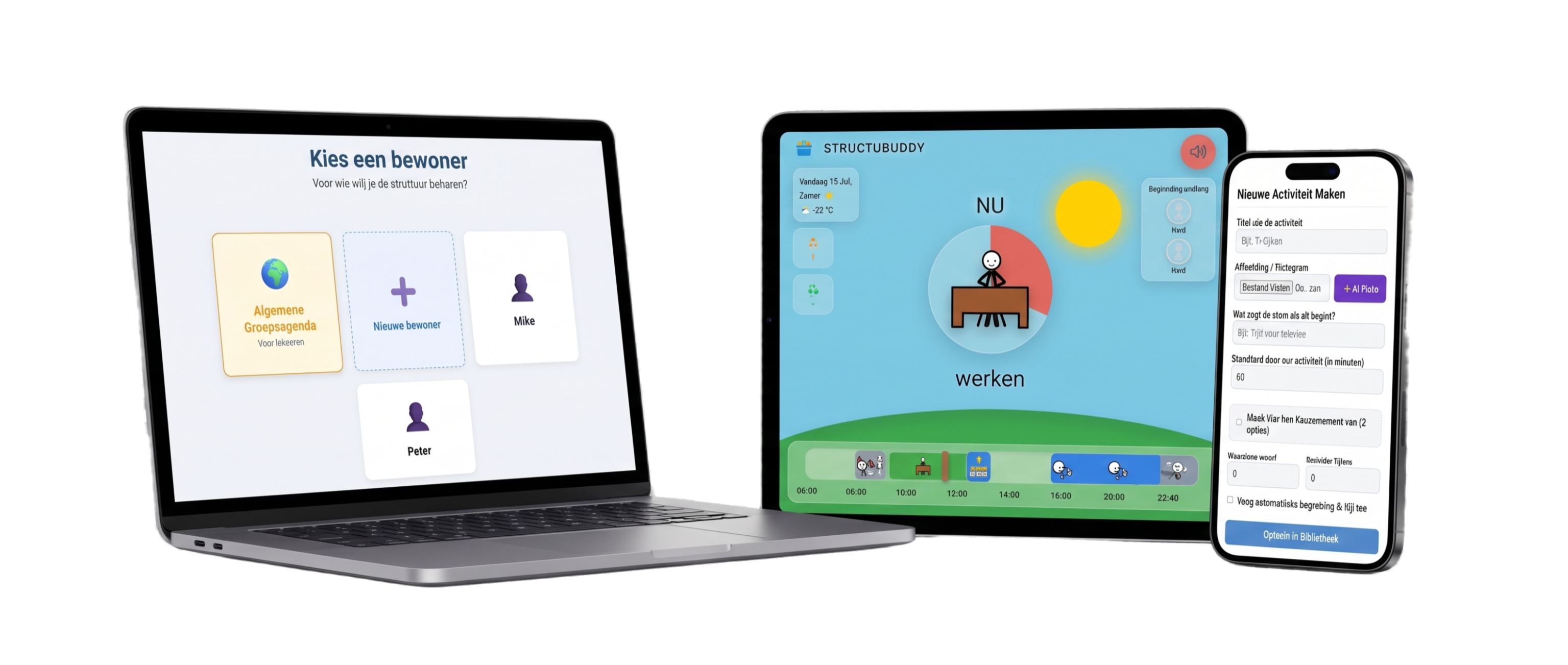 Structubuddy werkt op laptop, tablet en telefoon